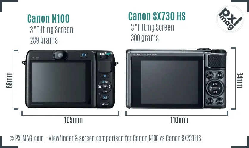 Canon N100 vs Canon SX730 HS Screen and Viewfinder comparison Canon N100 vs Canon SX730 HS Screen and Viewfinder comparison