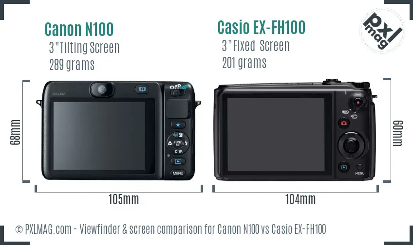 Canon N100 vs Casio EX-FH100 Screen and Viewfinder comparison Canon N100 vs Casio EX-FH100 Screen and Viewfinder comparison