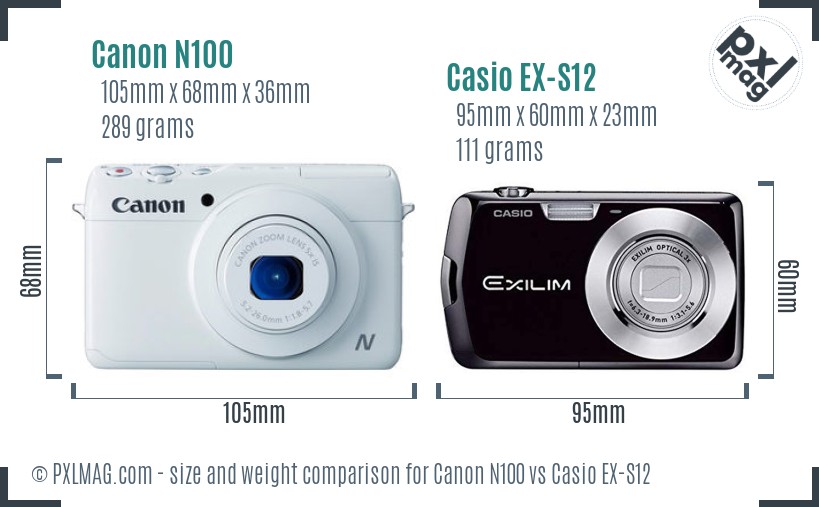 Canon N100 vs Casio EX-S12 size comparison Canon N100 vs Casio EX-S12 size comparison