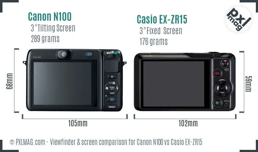 Canon N100 vs Casio EX-ZR15 Screen and Viewfinder comparison Canon N100 vs Casio EX-ZR15 Screen and Viewfinder comparison