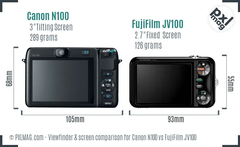 Canon N100 vs FujiFilm JV100 Screen and Viewfinder comparison