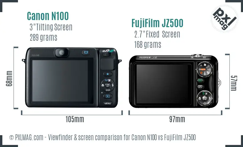 Canon N100 vs FujiFilm JZ500 Screen and Viewfinder comparison Canon N100 vs FujiFilm JZ500 Screen and Viewfinder comparison
