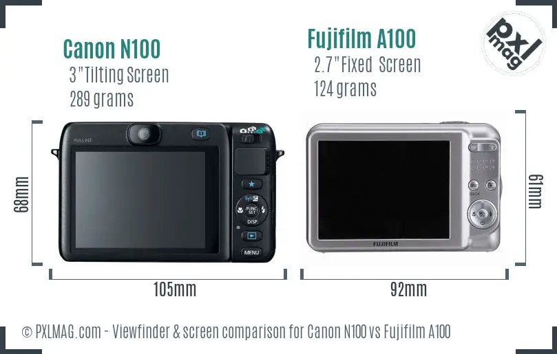 Canon N100 vs Fujifilm A100 Screen and Viewfinder comparison