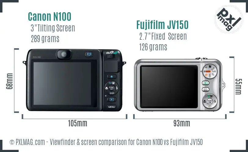 Canon N100 vs Fujifilm JV150 Screen and Viewfinder comparison