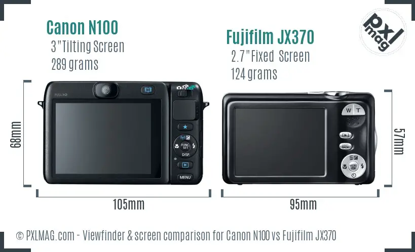 Canon N100 vs Fujifilm JX370 Screen and Viewfinder comparison