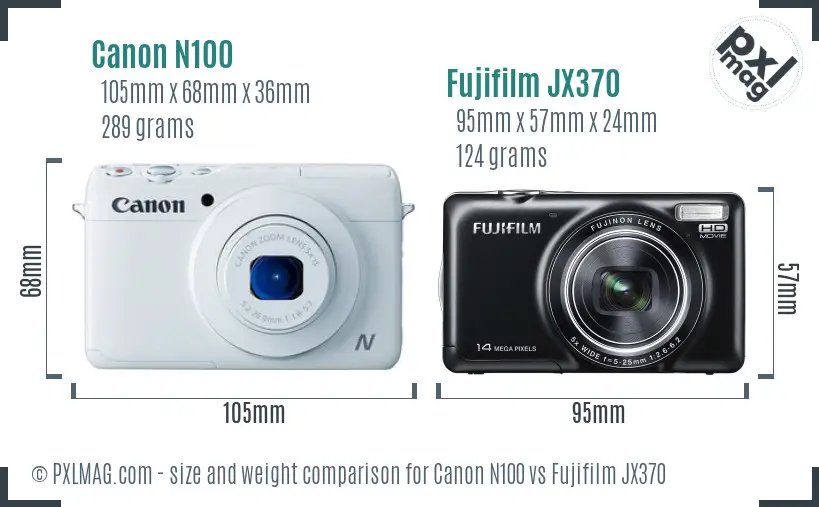 Canon N100 vs Fujifilm JX370 size comparison