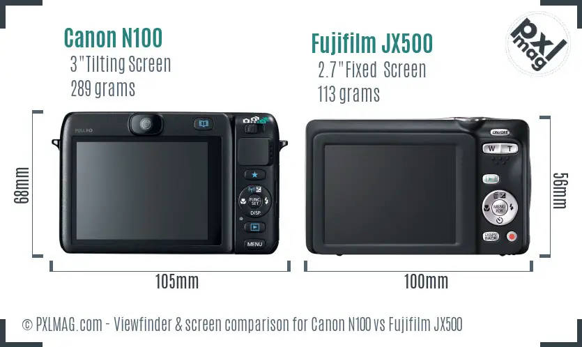 Canon N100 vs Fujifilm JX500 Screen and Viewfinder comparison Canon N100 vs Fujifilm JX500 Screen and Viewfinder comparison