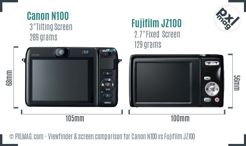 Canon N100 vs Fujifilm JZ100 Screen and Viewfinder comparison