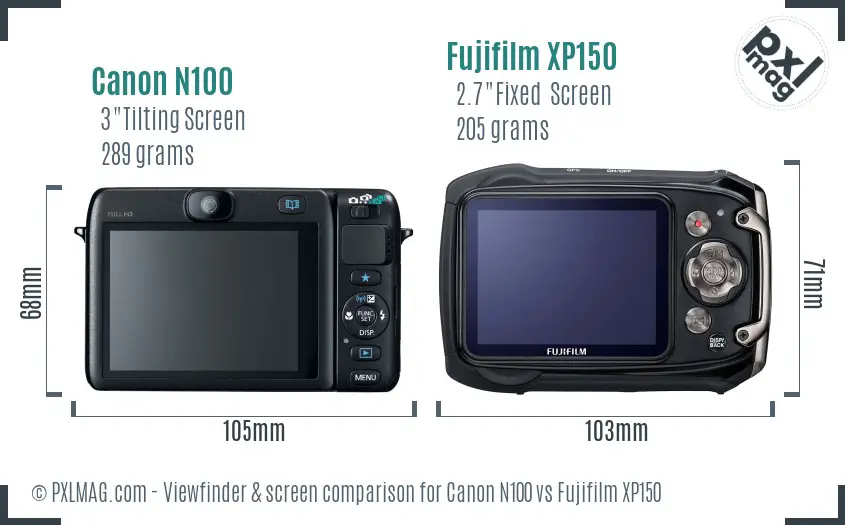Canon N100 vs Fujifilm XP150 Screen and Viewfinder comparison Canon N100 vs Fujifilm XP150 Screen and Viewfinder comparison