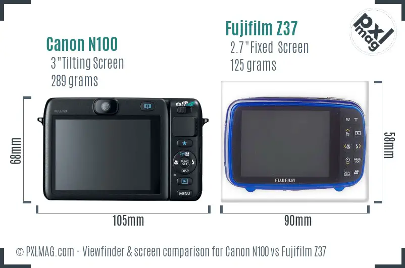 Canon N100 vs Fujifilm Z37 Screen and Viewfinder comparison