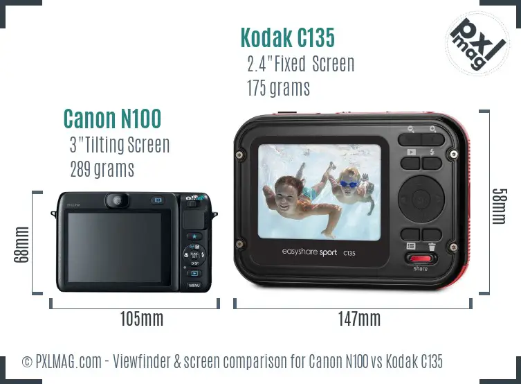 Canon N100 vs Kodak C135 Screen and Viewfinder comparison