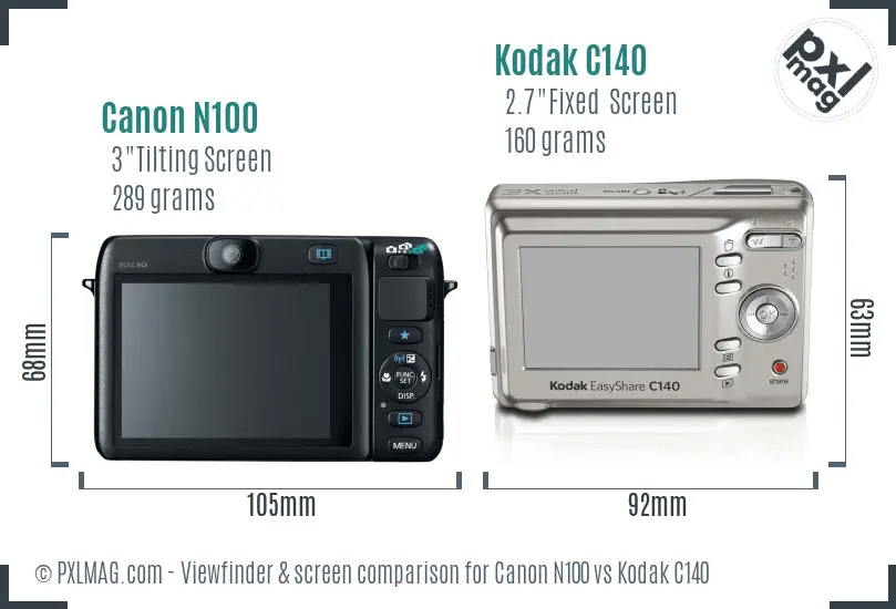 Canon N100 vs Kodak C140 Screen and Viewfinder comparison Canon N100 vs Kodak C140 Screen and Viewfinder comparison