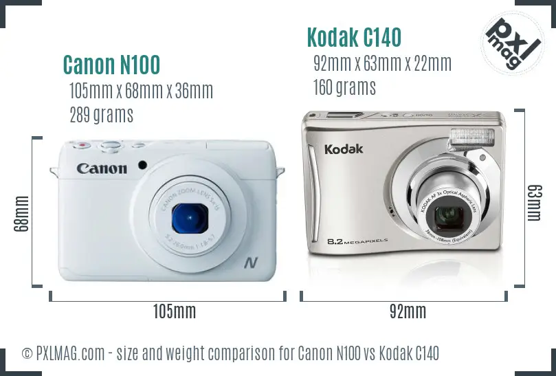 Canon N100 vs Kodak C140 size comparison Canon N100 vs Kodak C140 size comparison