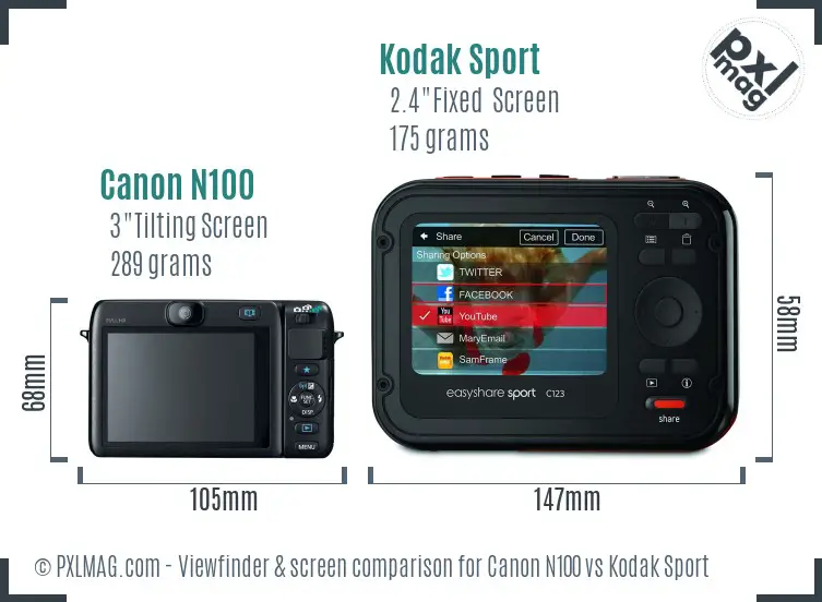Canon N100 vs Kodak Sport Screen and Viewfinder comparison
