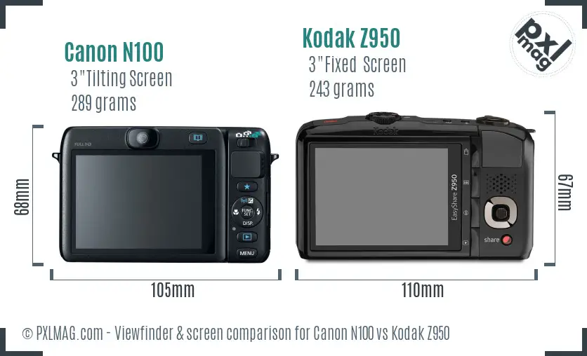 Canon N100 vs Kodak Z950 Screen and Viewfinder comparison Canon N100 vs Kodak Z950 Screen and Viewfinder comparison