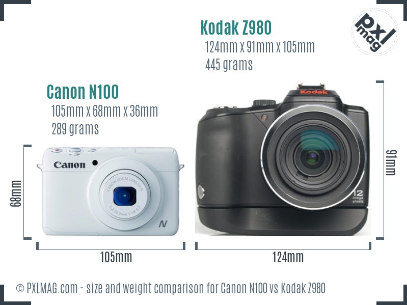 Canon N100 vs Kodak Z980 size comparison Canon N100 vs Kodak Z980 size comparison