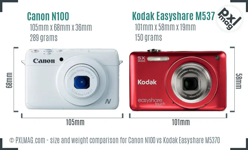Canon N100 vs Kodak Easyshare M5370 size comparison Canon N100 vs Kodak Easyshare M5370 size comparison