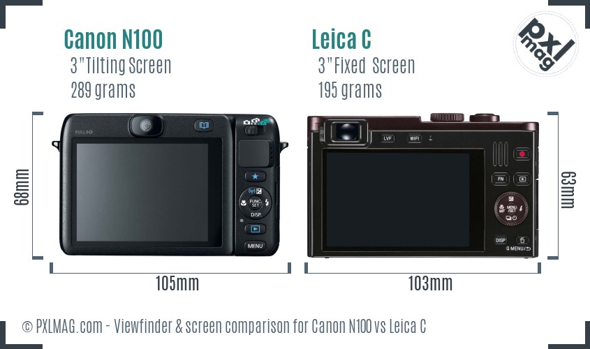 Canon N100 vs Leica C Screen and Viewfinder comparison