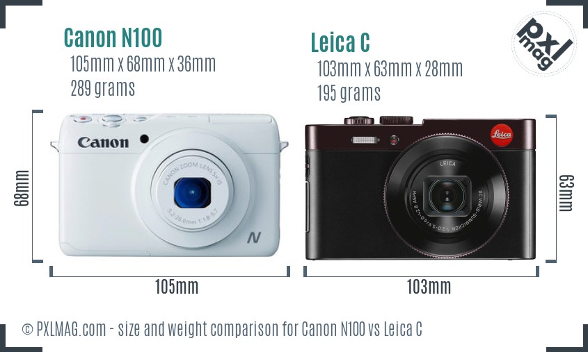 Canon N100 vs Leica C size comparison Canon N100 vs Leica C size comparison