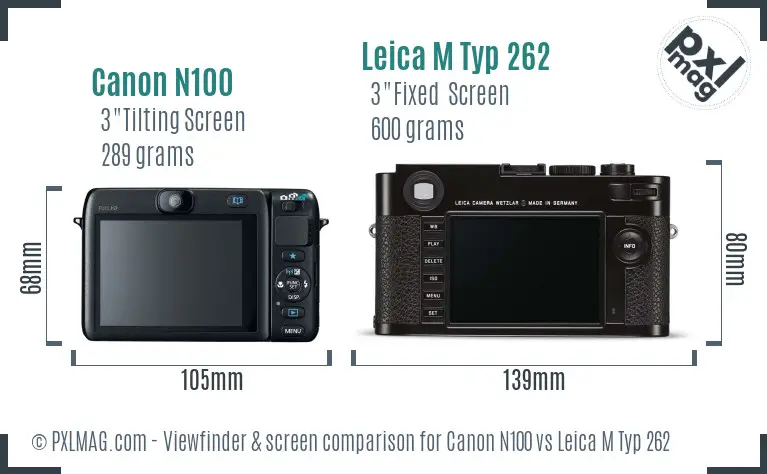 Canon N100 vs Leica M Typ 262 Screen and Viewfinder comparison