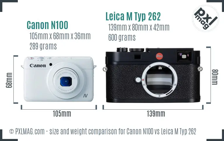 Canon N100 vs Leica M Typ 262 size comparison