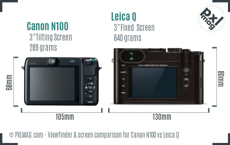 Canon N100 vs Leica Q Screen and Viewfinder comparison
