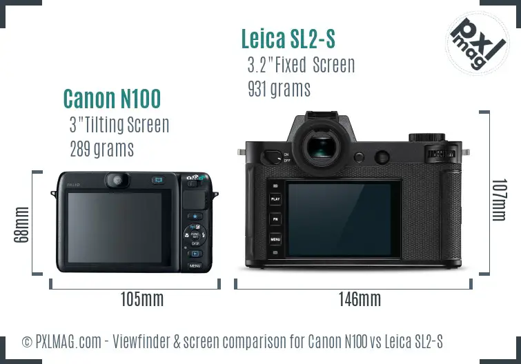 Canon N100 vs Leica SL2-S Screen and Viewfinder comparison