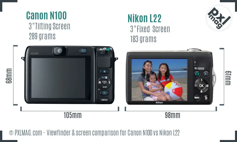 Canon N100 vs Nikon L22 Screen and Viewfinder comparison Canon N100 vs Nikon L22 Screen and Viewfinder comparison