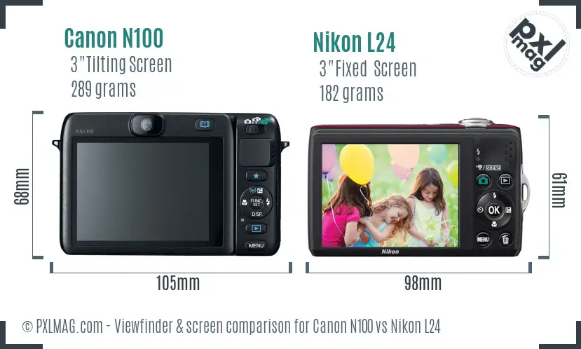 Canon N100 vs Nikon L24 Screen and Viewfinder comparison