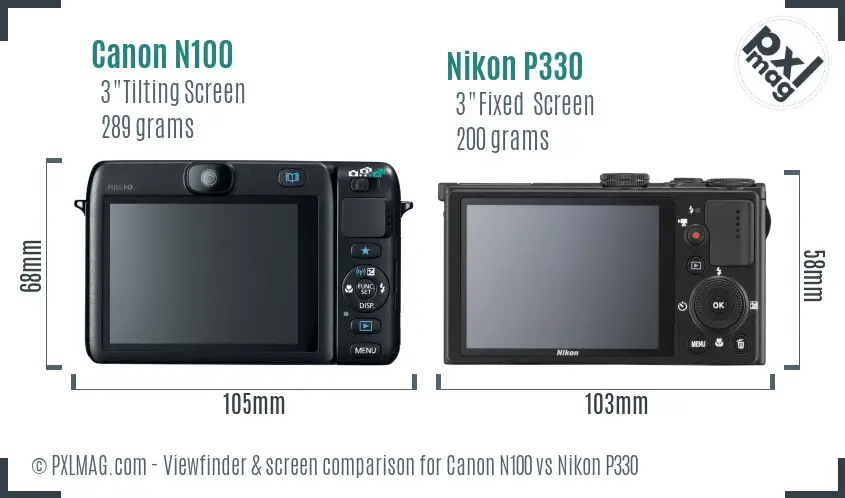 Canon N100 vs Nikon P330 Screen and Viewfinder comparison Canon N100 vs Nikon P330 Screen and Viewfinder comparison