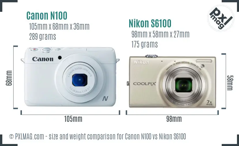 Canon N100 vs Nikon S6100 size comparison Canon N100 vs Nikon S6100 size comparison