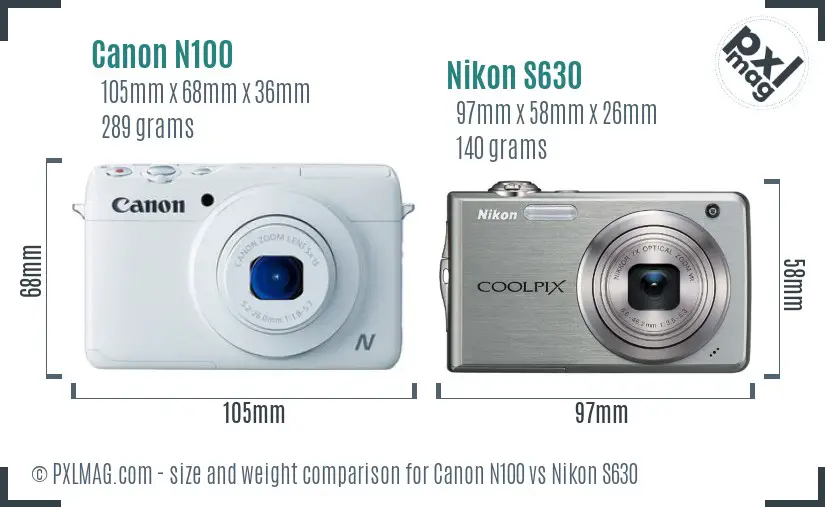 Canon N100 vs Nikon S630 size comparison Canon N100 vs Nikon S630 size comparison