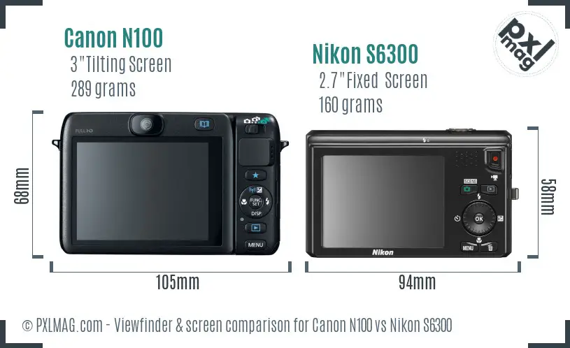 Canon N100 vs Nikon S6300 Screen and Viewfinder comparison