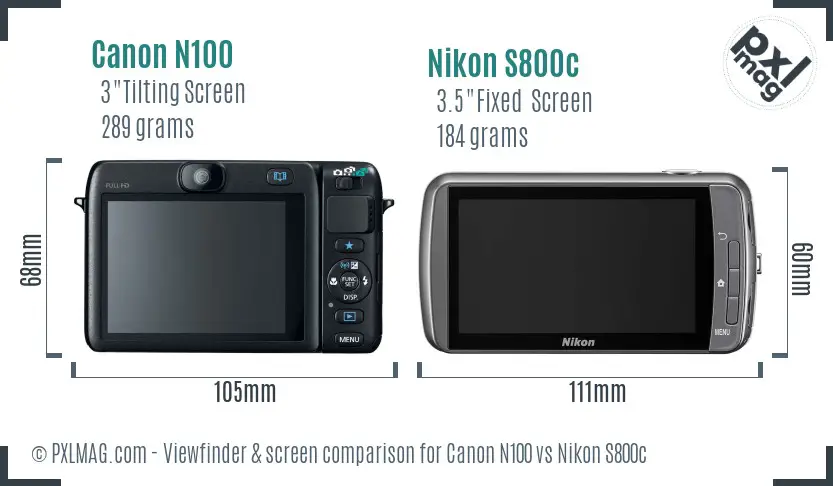 Canon N100 vs Nikon S800c Screen and Viewfinder comparison Canon N100 vs Nikon S800c Screen and Viewfinder comparison
