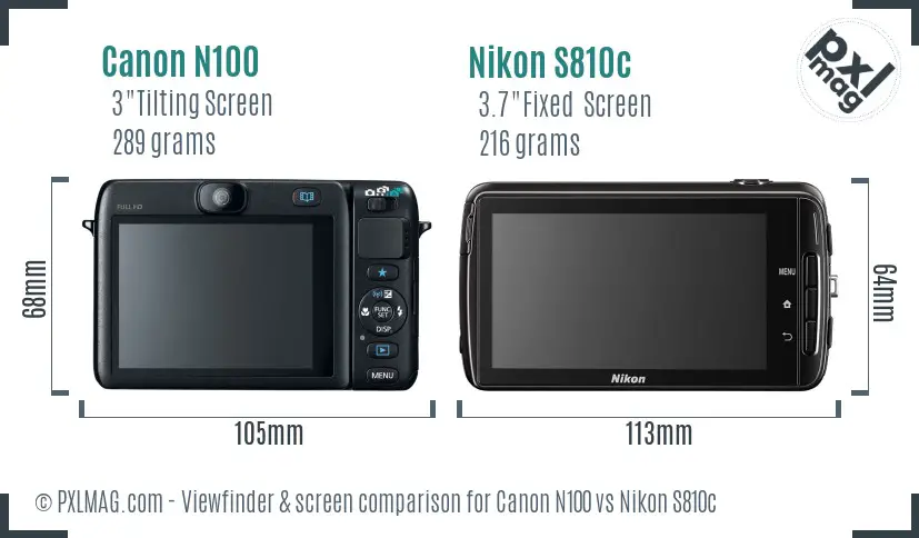 Canon N100 vs Nikon S810c Screen and Viewfinder comparison Canon N100 vs Nikon S810c Screen and Viewfinder comparison