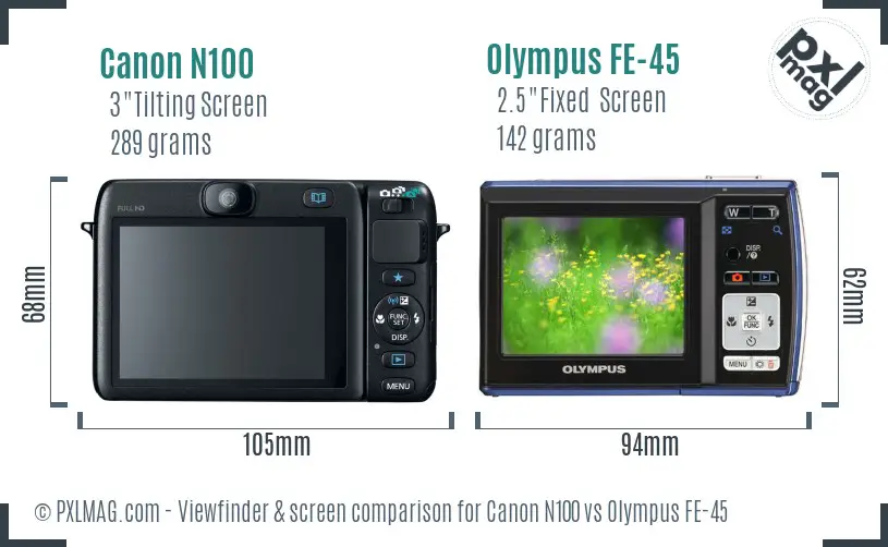 Canon N100 vs Olympus FE-45 Screen and Viewfinder comparison Canon N100 vs Olympus FE-45 Screen and Viewfinder comparison