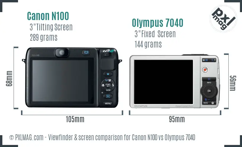 Canon N100 vs Olympus 7040 Screen and Viewfinder comparison