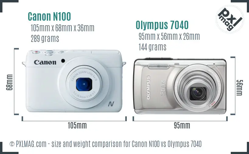 Canon N100 vs Olympus 7040 size comparison