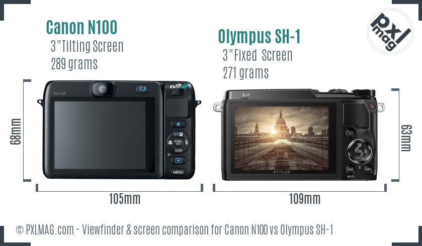 Canon N100 vs Olympus SH-1 Screen and Viewfinder comparison