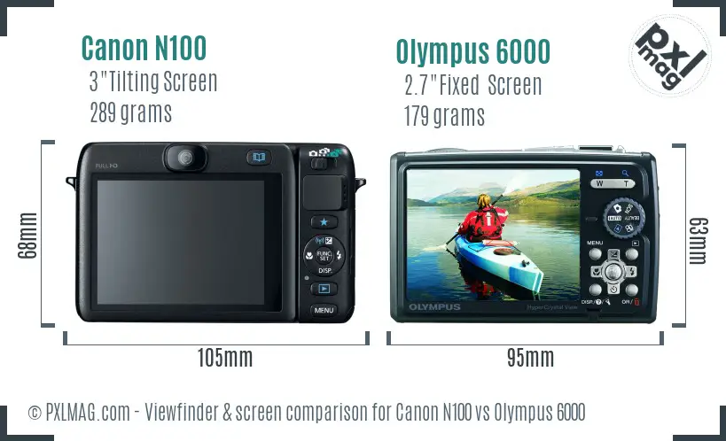 Canon N100 vs Olympus 6000 Screen and Viewfinder comparison