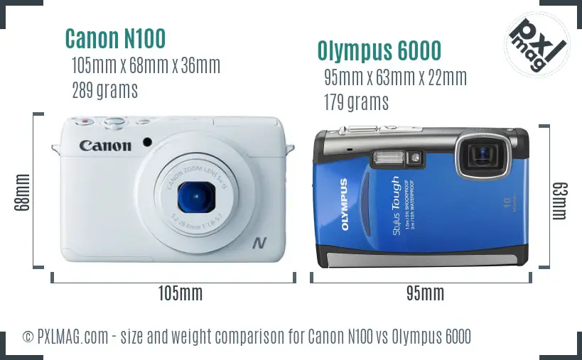 Canon N100 vs Olympus 6000 size comparison