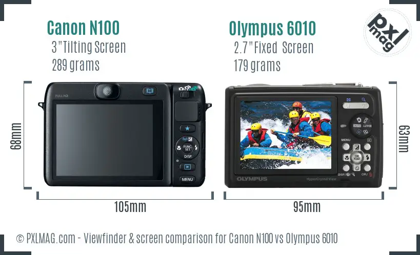 Canon N100 vs Olympus 6010 Screen and Viewfinder comparison