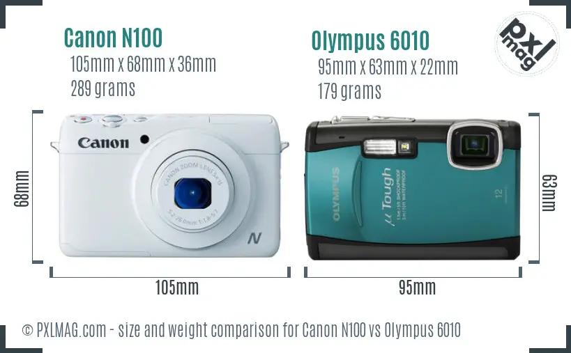 Canon N100 vs Olympus 6010 size comparison