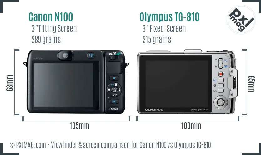 Canon N100 vs Olympus TG-810 Screen and Viewfinder comparison Canon N100 vs Olympus TG-810 Screen and Viewfinder comparison