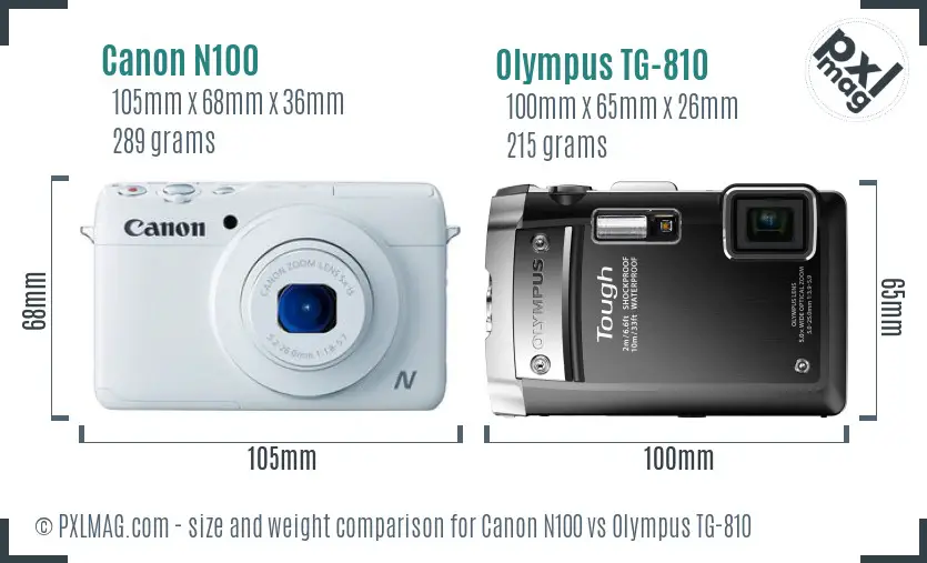 Canon N100 vs Olympus TG-810 size comparison Canon N100 vs Olympus TG-810 size comparison