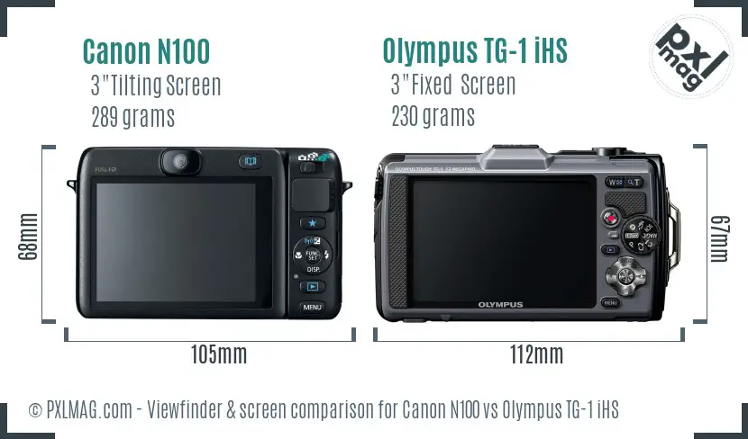 Canon N100 vs Olympus TG-1 iHS Screen and Viewfinder comparison