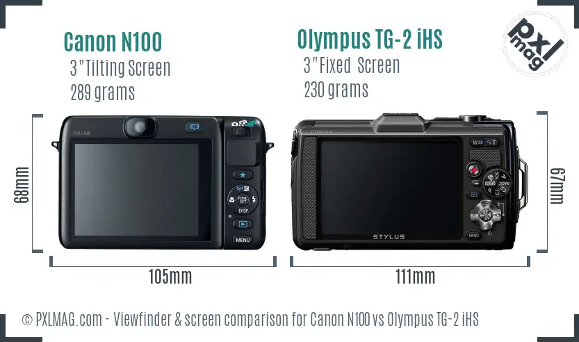 Canon N100 vs Olympus TG-2 iHS Screen and Viewfinder comparison