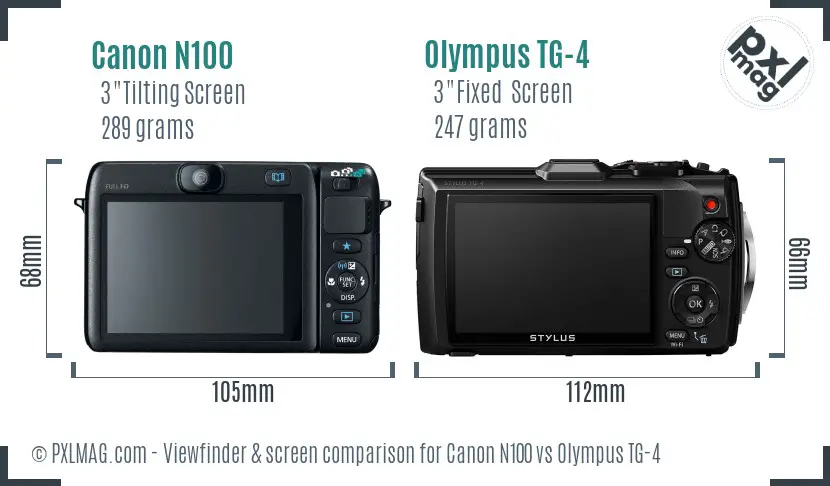 Canon N100 vs Olympus TG-4 Screen and Viewfinder comparison