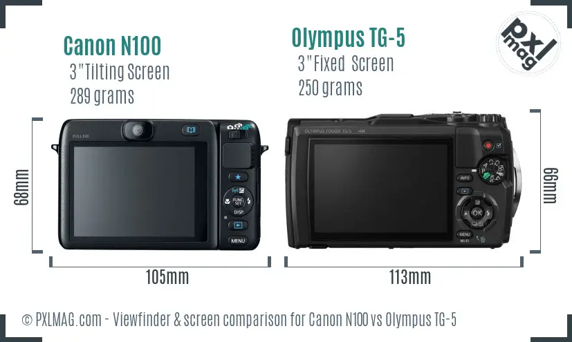 Canon N100 vs Olympus TG-5 Screen and Viewfinder comparison Canon N100 vs Olympus TG-5 Screen and Viewfinder comparison