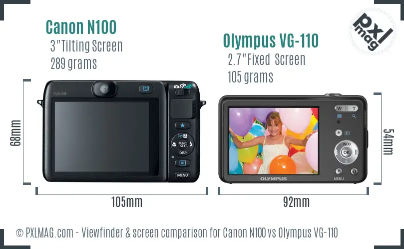 Canon N100 vs Olympus VG-110 Screen and Viewfinder comparison